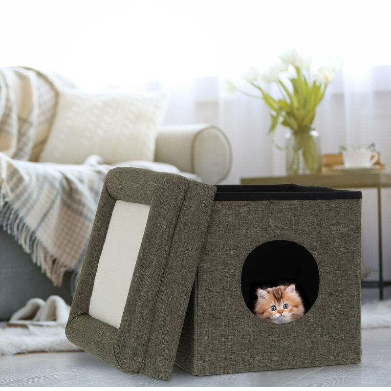 Produktbild von Katzenhöhle Für Draußen Lahdrhab Katzenbetten Für Indoor-Katzen - Große Katzenhöhle Für Haustier Katzenhaus Mit Ball Hängend Und Kratzpad, Faltbare Katze Katzen Höhle