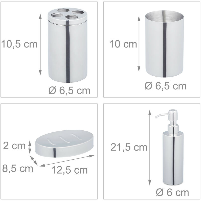 Seifenschalen und Becherhalter aus Glas, ca. B 12 x L 12 x H 4 cm