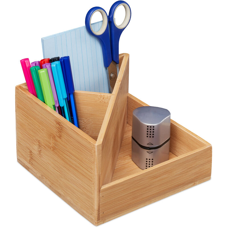 Stiftehalter Bambus Stiftbox Büro Tischorganizer 10 Fächer Schreibtischorganizer 