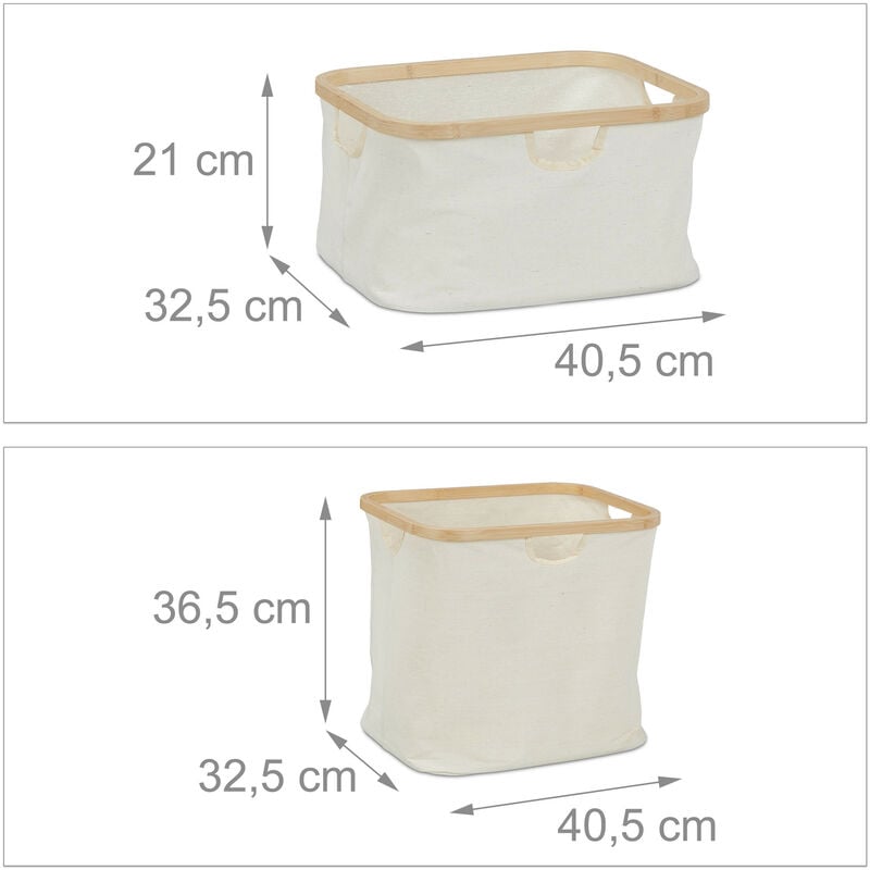 Relaxdays Wäschekorb Regal, Bambus, HBT: 2 Wäschesortierer Badregal Fächer, mit cm, 85x44x33 natur/beige Wäschesammler