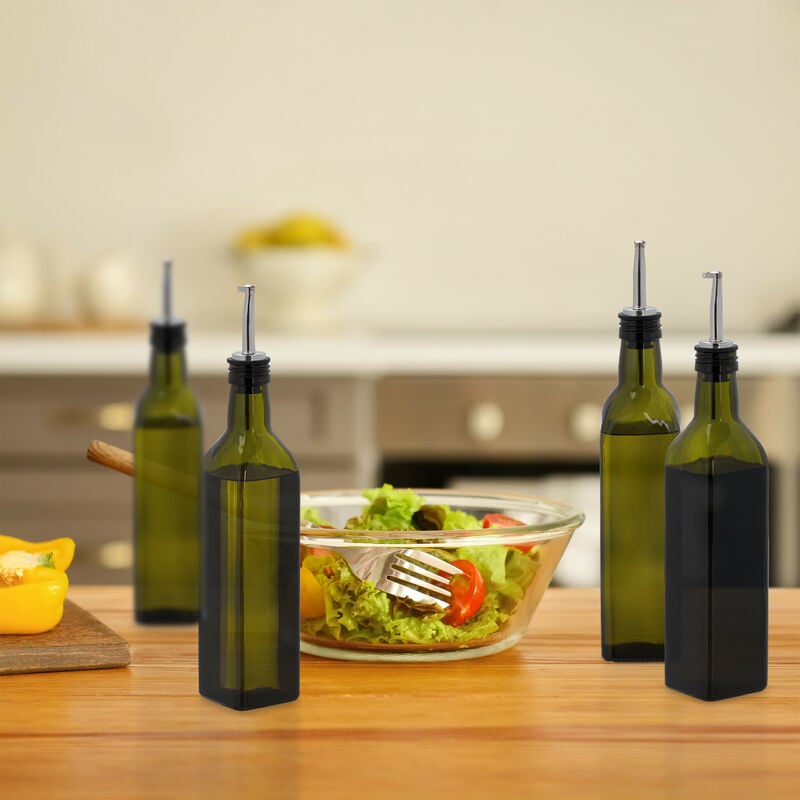 Olivenöl Essig Set mit Behälter aus Bambus - 500 ml - Flasche