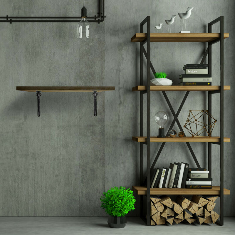 Relaxdays Regalwinkel Set 2-teilig - Gusseisen Vintage Design 23,5cm Schwarz