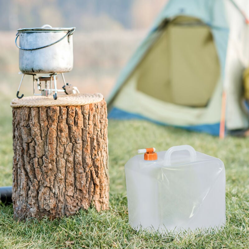 Relaxdays Wasserkanister 3er Set, 20 l, faltbar, Zapfhahn, Griffe, Camping  Kanister, BPA-freier Kunststoff, transparent