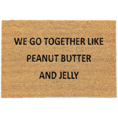 Relaxdays Fußmatte mit Spruch Peanutbutter & Jelly, Kokos, rutschfeste