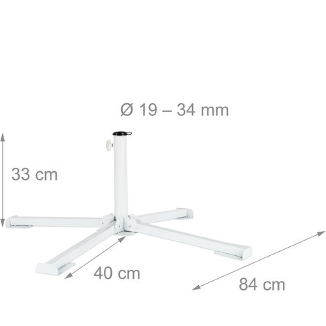 Base Per Ombrellone Relaxdays Bianca - Supporto A Croce Pieghevole Per Aste 19-34mm