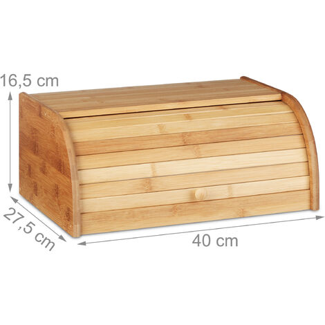 Bambou&Co Brotkasten Bambus Brotkasten Brotkiste 38 X 25 X H19 Cm, (1-tlg), Mit Transparenter Rollklappe