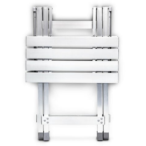 Relaxdays Klapptisch, wetterfest, Beistelltisch HBT: 61 x 49,5 x 47,5 cm für den Garten, robustes Aluminium, silber