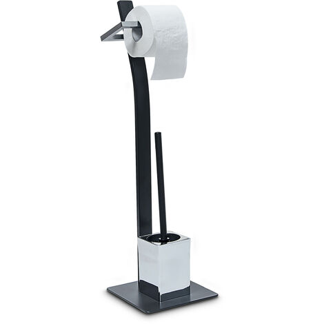 Relaxdays WC Garnitur GRAO HBT ca. 70 x 20 x 20 cm Bürstengarnitur grau mit  Klobürste und Rollenhalter Metall WC-Ständer samt WC-Bürste schwarz und  Bürstenhalter, Toilettenbürste, anthrazit | Toilettenbürstenhalter