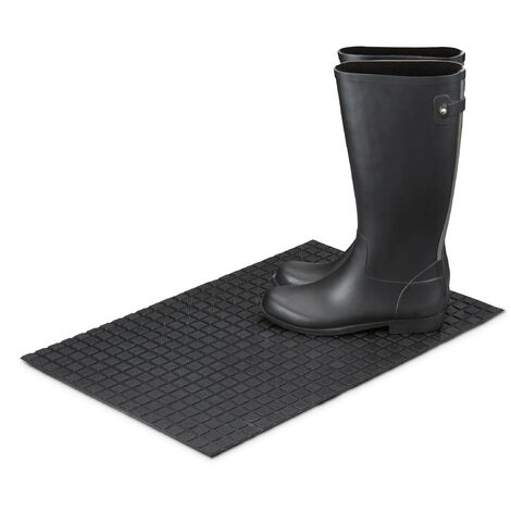 Relaxdays Fußmatte Gummi BxT:60x40cm, Anti-Rutsch, Schmutzfangmatte, Outdoor, Türmatte, schwarz