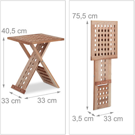 Relaxdays Beistelltisch klappbar, Klapptisch Walnuss, Couchtisch klein, Nachttisch eckig, HBT: 40,5 x 33 x 33 cm, natur