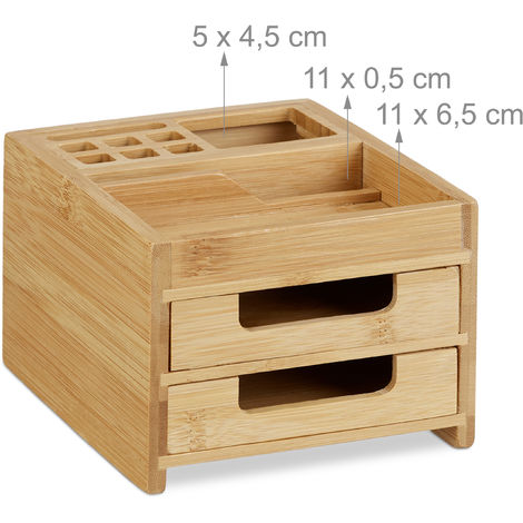 Schreibtischbox Schu Relaxdays Schreibtisch Organizer Bambus Stiftehalter Holz 