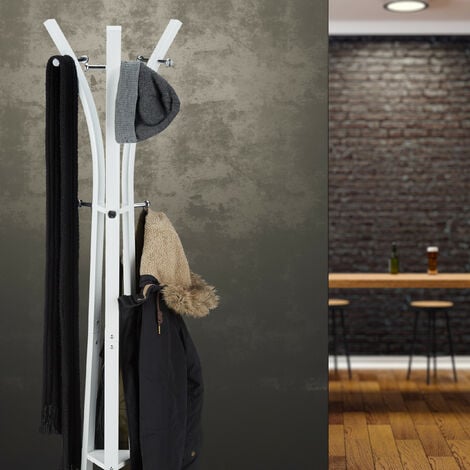 Relaxdays Garderobenständer aus Metall Stabile Style, für Weiß hoher cm Jacken, 175 Kleiderständer, Standgarderobe
