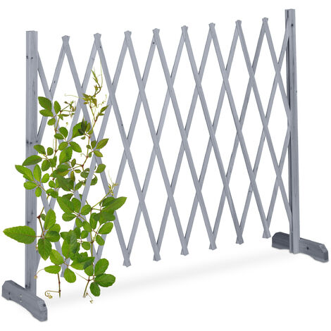 Relaxdays Rankgitter Holz, ausziehbar bis 275 cm, Rankhilfe Kletterpflanzen, Scherengitter freistehend, Garten, grau