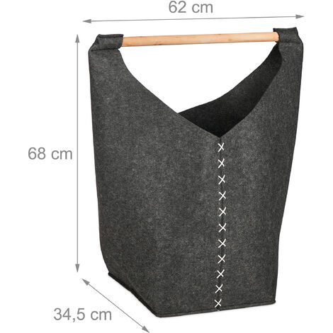 Relaxdays Wäschekorb Aus Filz – 50 Liter, Faltbar Mit Holzgriff, Für Bad & Schlafzimmer In Verschiedenen Farben