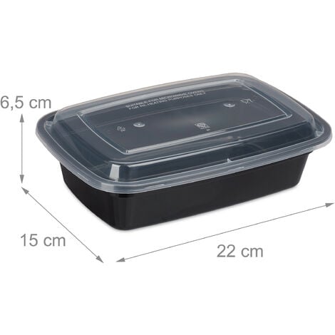 KURTT 50er Pack Meal Prep Container 500ml - Mikrowellengeeignet & BPA-frei (Schwarz)