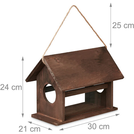 Relaxdays Vogelfutterhaus Holz, zum Aufhängen, Futterspender