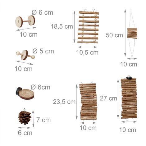 8-tlg. Vogelspielzeug Set - Natur Sitzstangen & Schaukeln Für Wellensittiche & Papageien