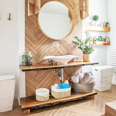Relaxdays Aufbewahrungskrbe Bambus, 4er Set, Aufbewahrungsbox fr Regal  und Schrank, Regalkorb, 4 Gren, natur
