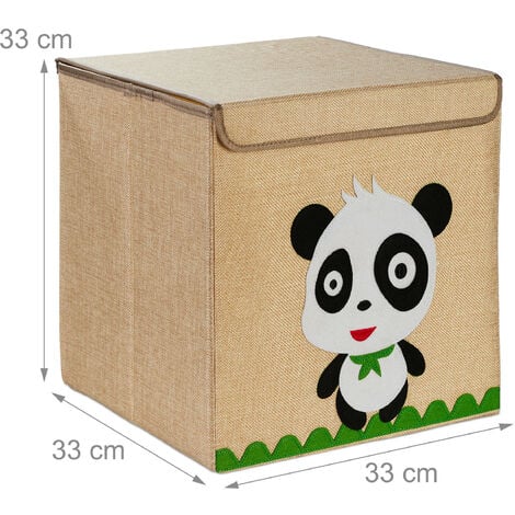 Relaxdays Aufbewahrungsbox, Panda-Motiv, Stoffbox für Kinder