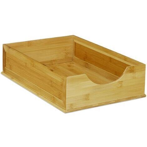 Relaxdays Dokumentenablage Bambus, stapelbar, DIN A4 Papier, Bro  Organizer, Schreibtisch, HBT: 10 x 26,5 x 39 cm, natur