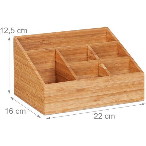Relaxdays Schreibtisch Organizer Bambus - Stiftehalter Mit Schubladen 15cm