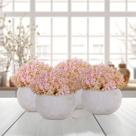 Relaxdays Kunstblumen im Topf, 4er Set künstliche Pflanzen, schöne  Tischdeko, Kunstpflanze, HxD: 11 x 11 cm,