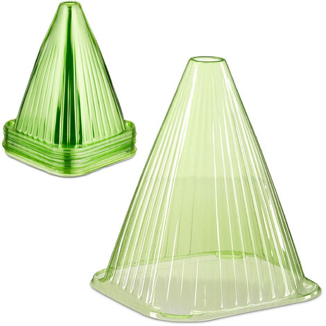 Relaxdays Pflanzenhut, 32er Set, Schneckenschutz, Frostschutz, HxBxT: 22 x 19 x 19 cm, Pflanzenschutzhauben PVC, grün