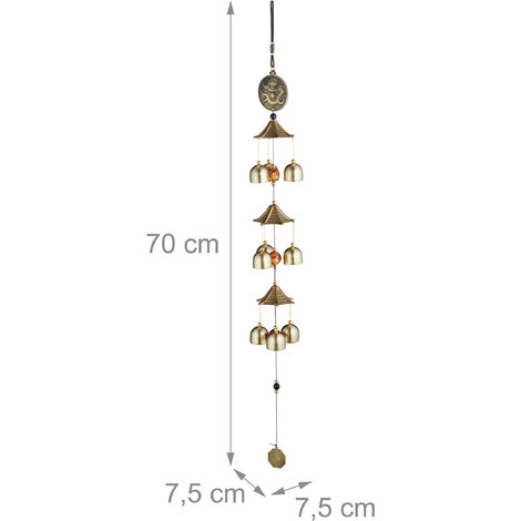 Relaxdays Windspiel 2er Set - Bambus & Stroh, 67,5cm Für Garten & Balkon