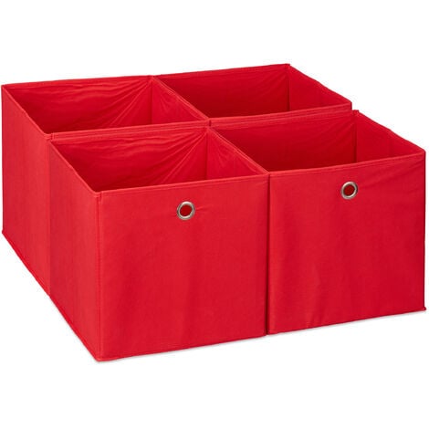 Relaxdays Aufbewahrungsbox 4er Set, faltbare Regalboxen, HxBxT: 30x30x30  cm, mit Griffen, Faltboxen für Regale, grün
