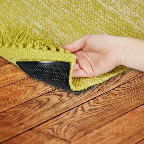 Relaxdays Teppich Antirutsch Pads, 24er Set, rutschfeste  Teppicheckenhalter, für Fliesen, Laminat, Holzboden, schwarz