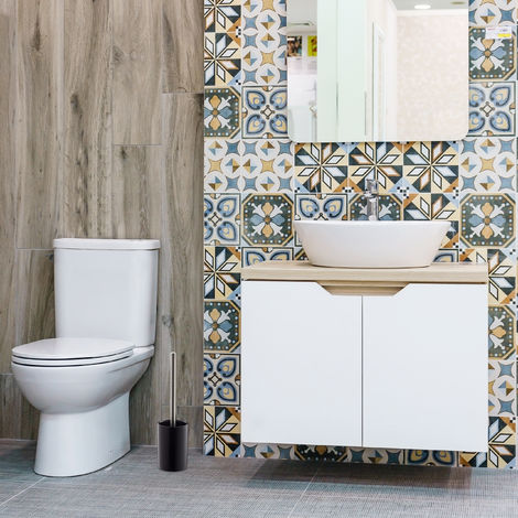 WC-Garnitur Wechselbürstenkopf, WC-Bürstenhalter 36 schwarz Toilettenbürste, Set, 10 im cm, x mit freistehend, Keramik