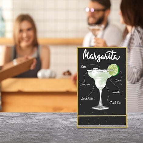 Relaxdays Tischaufsteller 6er Set DIN A5 - Acryl Thekenaufsteller Transparent/Gold Für Menükarten & Fotos