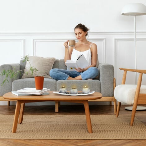 Relaxdays Teelichthalter Set mit Tablett & Steinen, 50 cm lang, Tischdeko  Wohnzimmer, Esszimmer, Kerzenhalter, grau/weiß
