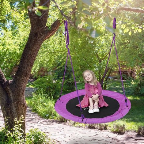 Relaxdays Nestschaukel, rund, für Kinder & Erwachsene, verstellbar, Ø 90  cm, Garten Tellerschaukel, bis 100 kg,