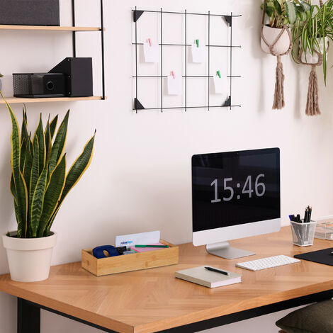 Relaxdays Bambus Organizer 4-teilig | Schreibtischutensilien & Kosmetik Aufbewahrung | Natur Bambus Boxen Set