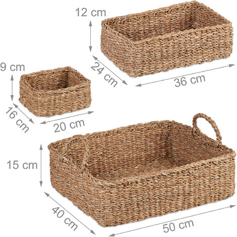 Relaxdays Aufbewahrungskörbe 4er Set – Geflochten, Holzoptik, 3 Größen, Grau