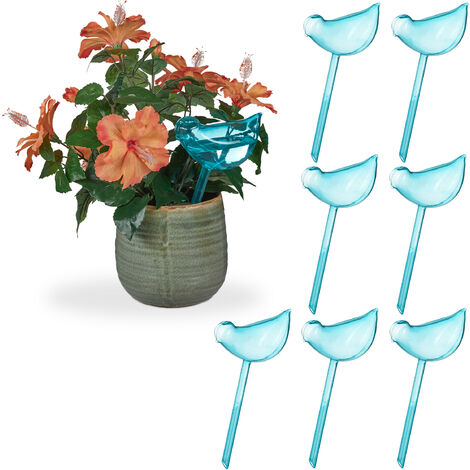 8 x Bewässerungskugeln, automatische Wasserabgabe, Durstkugel in Vogel-Form, jeweils 200 ml, Gießkugeln, blau