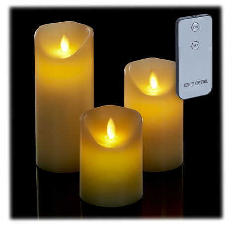 Relaxdays LED Kerzen, 3er Set, mit Timerfunktion, beweglicher Flamme ...