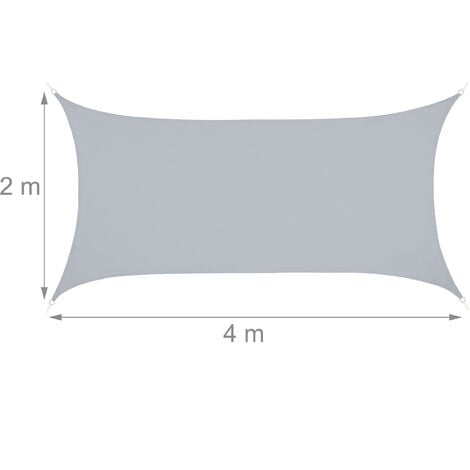 Relaxdays Sonnensegel, 2 x 4 m, wasserabweisend, Polyester, Spannseile