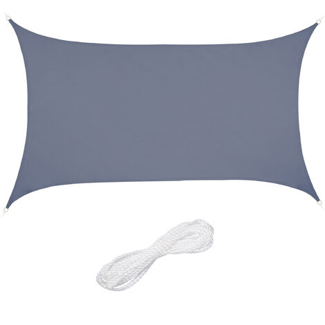 Relaxdays Sonnensegel, 2 x 3 m, wasserabweisend, Polyester, Spannseile