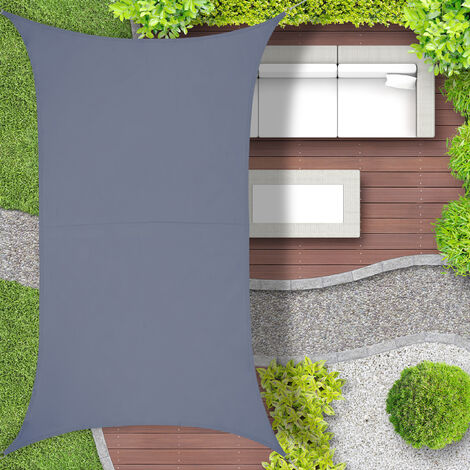Relaxdays Sonnensegel, 2 x 3 m, wasserabweisend, Polyester, Spannseile