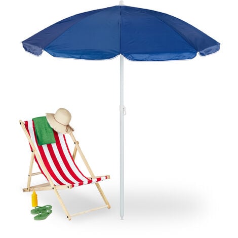 Relaxdays Sonnenschirm, Ø 160 cm, knickbar, höhenverstellbar, UVSchutz