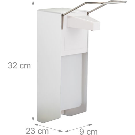 Relaxdays Eurospender 500 Ml Für Desinfektion | Wandmontage Mit Armhebel | Tropfschale Inklusive | Silber, Aluminium