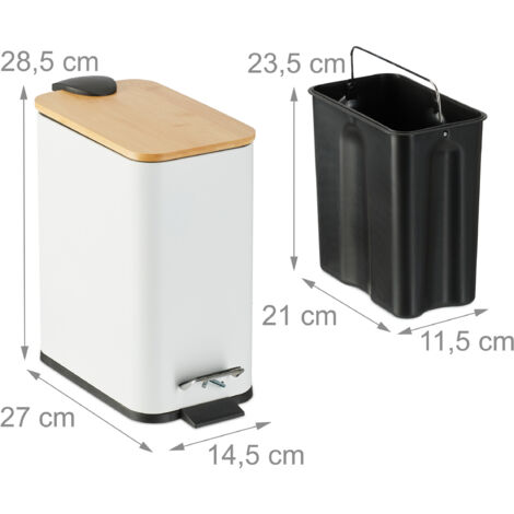 Relaxdays Mülleimer 10 Liter - Weißer Tretmülleimer Mit Absenkautomatik Für Bad & Küche