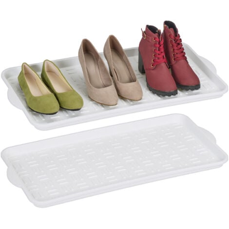 Relaxdays Schuhabtropfschale 2er Set, Kunststoff, Schuhablage 3 Paar