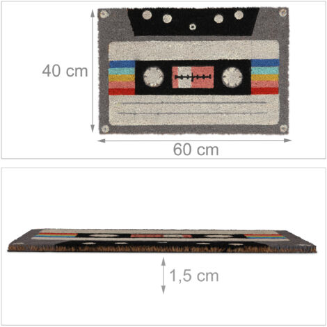 Relaxdays Kokos-Fußmatte 60x40 Cm – Rutschfester Fußabstreifer Für Innen & Außen, Kassetten-Design