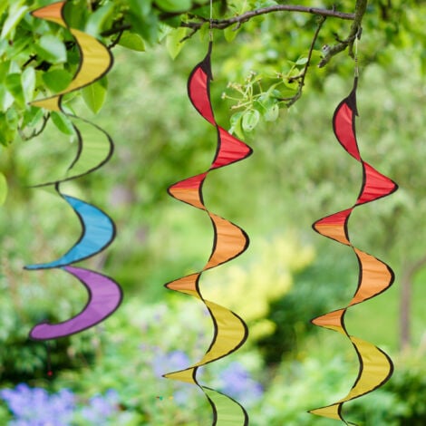 Relaxdays Windspiel, 3er Set, Regenbogen Windspirale, hängend, H x D