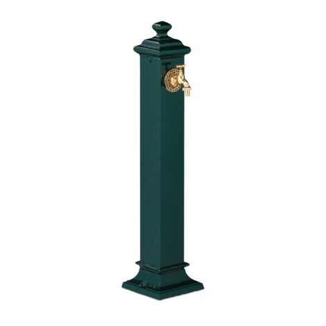 Relaxdays Standbrunnen Antik, mit Wasserhahn, HBT 86x19x23 cm, Wasserzapfsäule Garten, Terrasse, Zierbrunnen, dunkelgrün