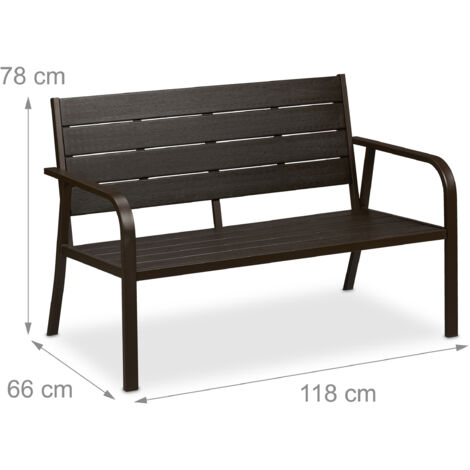Relaxdays Gartenbank mit Sitzkissen, Holzoptik, HBT 78 x 118 x 66 cm