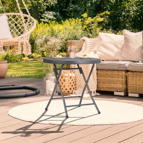 Relaxdays Gartentisch, klappbar, HxD 74 x 80 cm, Rattanoptik